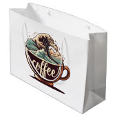 Die große Welle des Kaffees Geschenktüte (Rückseite Schrägansicht)