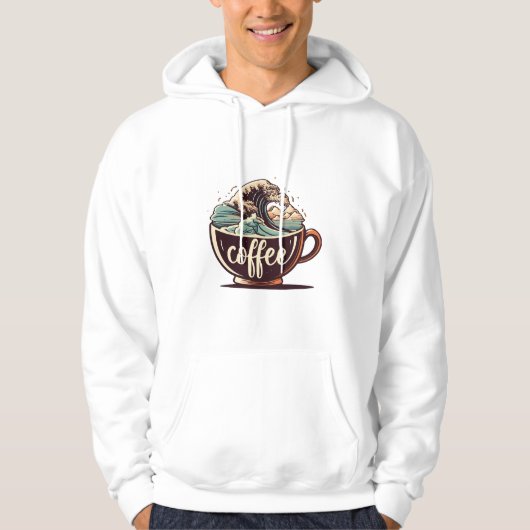 Die große Welle des Kaffees Hoodie (Vorderseite)