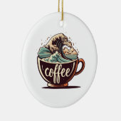 Die große Welle des Kaffees Keramik Ornament (Rechts)