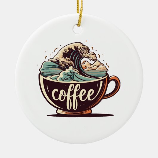 Die große Welle des Kaffees Keramik Ornament (Vorne)