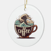 Die große Welle des Kaffees Keramik Ornament (Links)