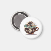 Die große Welle des Kaffees Magnet (Vorderseite/Rückseite)