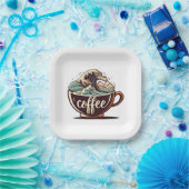 Die große Welle des Kaffees Pappteller (Party)