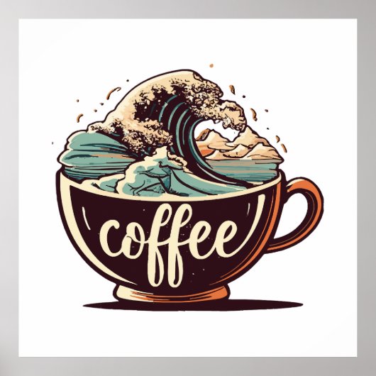 Die große Welle des Kaffees Poster (Vorne)