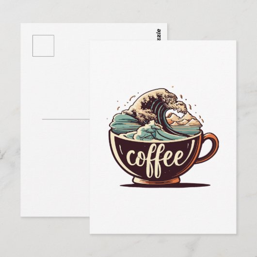 Die große Welle des Kaffees Postkarte (Vorne/Hinten)