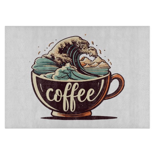 Die große Welle des Kaffees Schneidebrett (Vorderseite)