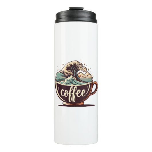 Die große Welle des Kaffees Thermosbecher (Vorderseite)