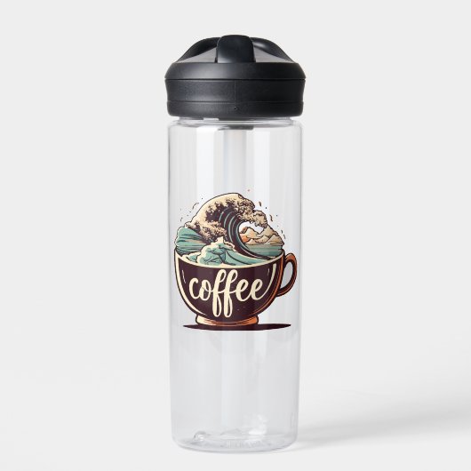 Die große Welle des Kaffees Trinkflasche (Vorderseite)