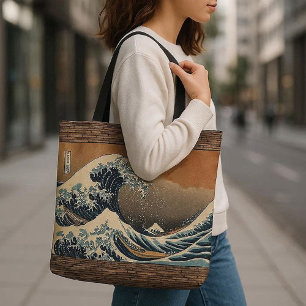 Die große Welle des Vintagen japanischen Künstlers Tasche