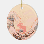 Die große Welle Kanagawas bei Sonnenaufgang Keramik Ornament (Links)