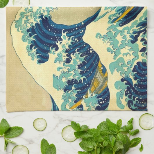 Die große Welle Küchentuch (Gefaltet)