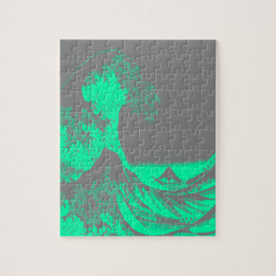 Die große Welle Meeresschaum Grün & Grau Puzzle