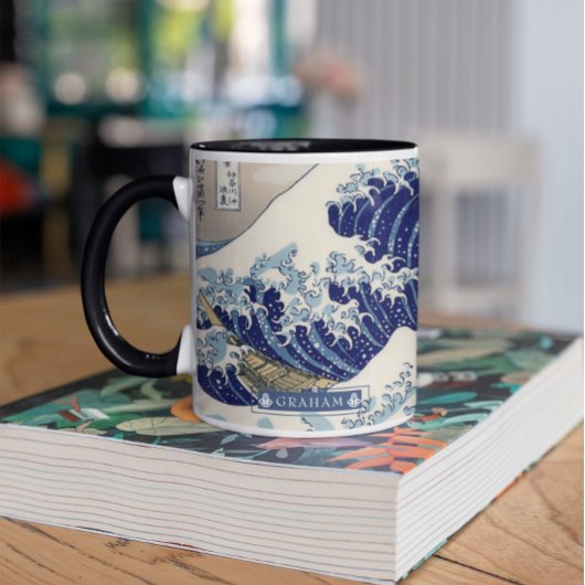 Die große Welle | Monogramm-Tasse Tasse