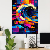 Die Große Welle neu interpretiert in Abstraktion Poster (Heimbüro)