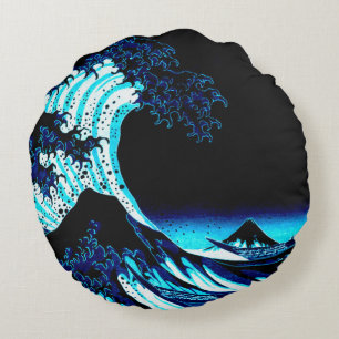 Die große Welle Rundes Kissen