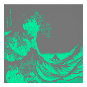 Die große Welle Seafoam Grün & Grau Poster