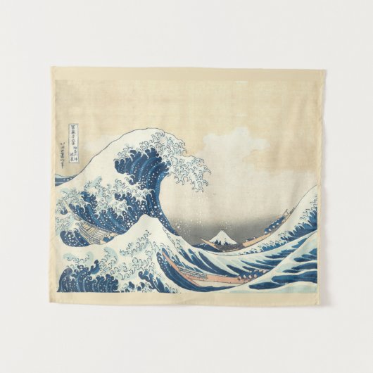 Die große Welle - Vintage japanische Kunst Wandteppich (Vorderseite (Horizontal))