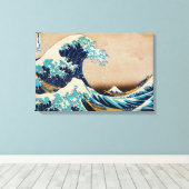 Die große Welle von Hokusai Japanisches dreiteilig Leinwanddruck (Insitu (Holzboden))