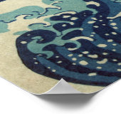 Die große Welle von Hokusai, Vintage Holzblockkuns Poster (Ecke)