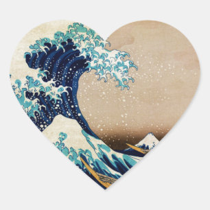 Die große Welle von Hokusai Vintage Japanisch Herz-Aufkleber