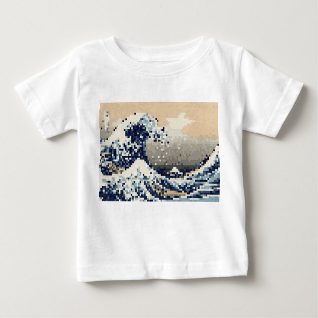 Die große Welle von Kanagawa 8 Bit Pixel Art Baby T-shirt (Vorderseite)