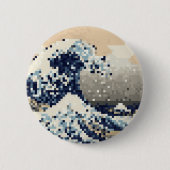 Die große Welle von Kanagawa 8 Bit Pixel Art Button (Vorderseite)