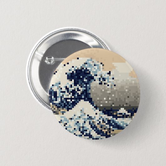 Die große Welle von Kanagawa 8 Bit Pixel Art Button (Vorne & Hinten)