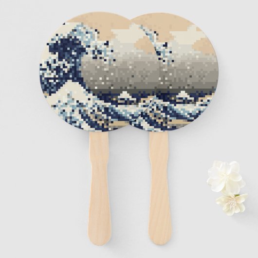 Die große Welle von Kanagawa 8 Bit Pixel Art Fächer (Vorne und Hinten)