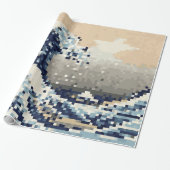 Die große Welle von Kanagawa 8 Bit Pixel Art Geschenkpapier (Ungerollt)