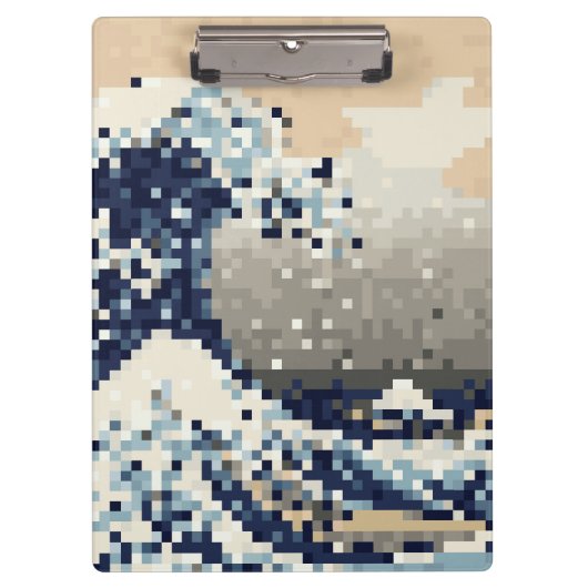 Die große Welle von Kanagawa 8 Bit Pixel Art Klemmbrett (Vorderseite)