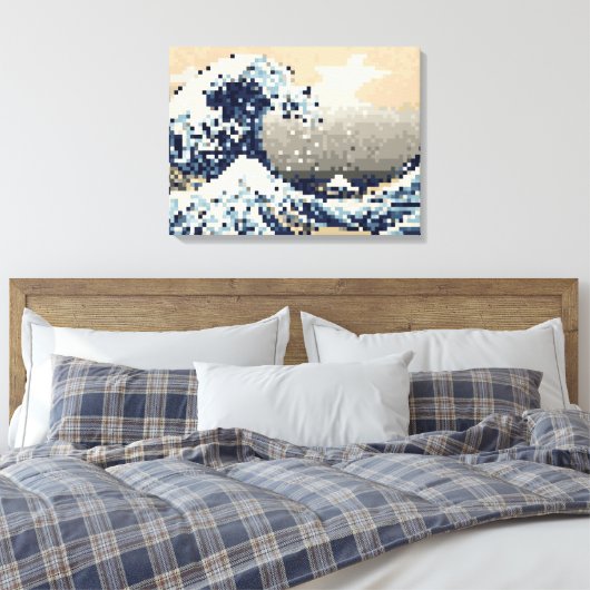 Die große Welle von Kanagawa 8 Bit Pixel Art Leinwanddruck (Insitu (Schlafzimmer))