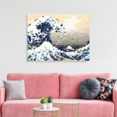 Die große Welle von Kanagawa 8 Bit Pixel Art Leinwanddruck (Insitu (Wohnzimmer))