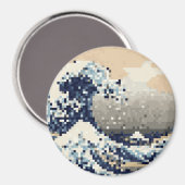 Die große Welle von Kanagawa 8 Bit Pixel Art Magnet (Vorderseite/Rückseite)