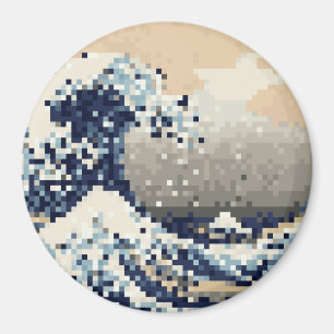 Die große Welle von Kanagawa 8 Bit Pixel Art Magnet