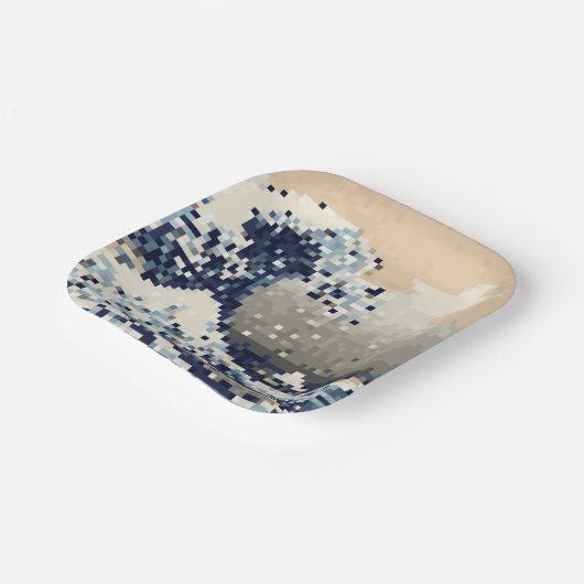 Die große Welle von Kanagawa 8 Bit Pixel Art Pappteller (Gewinkelt)