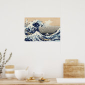 Die große Welle von Kanagawa 8 Bit Pixel Art Poster (Küche)