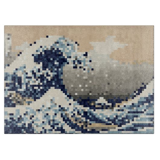 Die große Welle von Kanagawa 8 Bit Pixel Art Schneidebrett (Vorderseite)