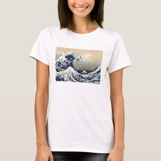 Die große Welle von Kanagawa 8 Bit Pixel Art T-Shirt (Vorderseite)