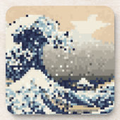 Die große Welle von Kanagawa 8 Bit Pixel Art Untersetzer (Vorderseite)