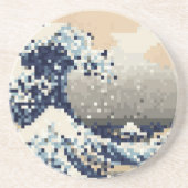 Die große Welle von Kanagawa 8 Bit Pixel Art Untersetzer (Vorne)