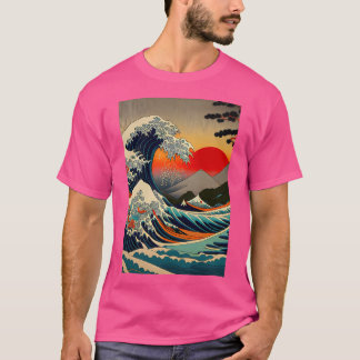 Die große Welle von Kanagawa bei Dämmerung aktiv T-Shirt