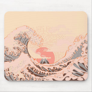 Die große Welle von Kanagawa bei Sonnenaufgang Mousepad