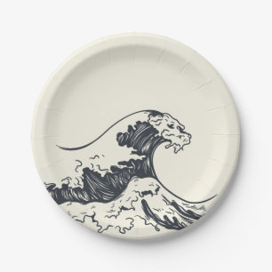 Die große Welle von Kanagawa-Illustration Pappteller