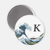 Die große Welle von Kanagawa: Monogram Initial Magnet (Vorderseite/Rückseite)