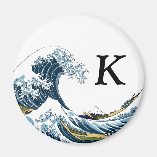 Die große Welle von Kanagawa: Monogram Initial Magnet (Vorne)