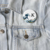 Die große Welle von Kanagawa: Monogramm Button (Beispiel)