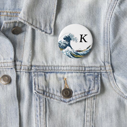 Die große Welle von Kanagawa: Monogramm Button (Beispiel)