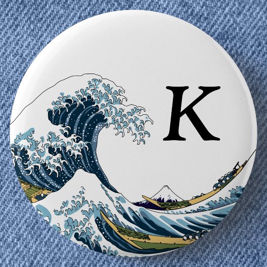 Die große Welle von Kanagawa: Monogramm Button
