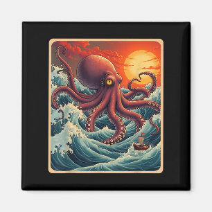 Die große Welle von Kanagawa Octopus Retro Anime J Magnet