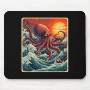 Die große Welle von Kanagawa Octopus Retro Anime J Mousepad